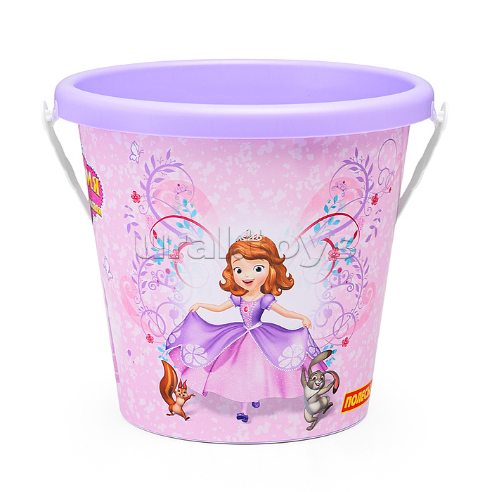 Набор Disney «София Прекрасная» №2: ведро большое с наклейкой, ситечко большое №3, лопата №6, грабли №6, формочки (мороженое + пирожок + крендель + рогалик)