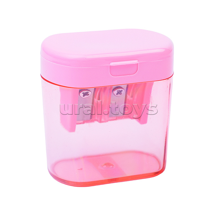 Точилка для карандашей "Pastel" 2 отверстия разных диаметров, с контейнером, пластмассовая, в пластиковой тубе, ассорти с индивидуальной маркировкой