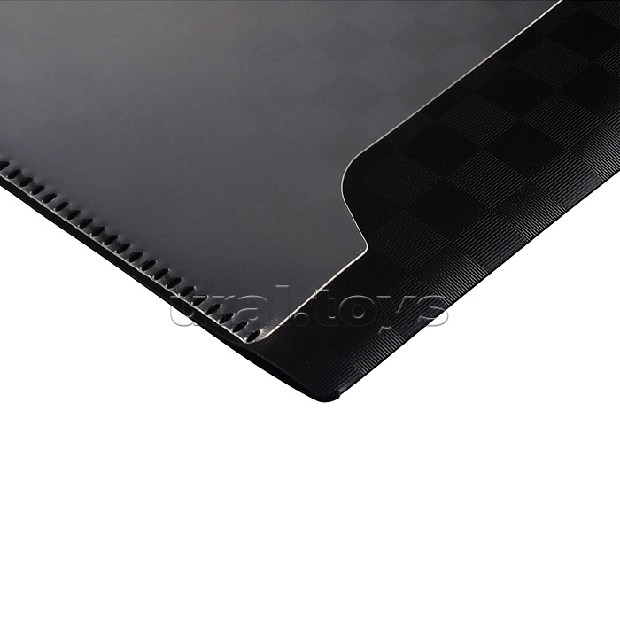 Папка-конверт на кнопке "Total black" A4 (240х330 мм) 400 мкм, фактура "шахматная доска" черная