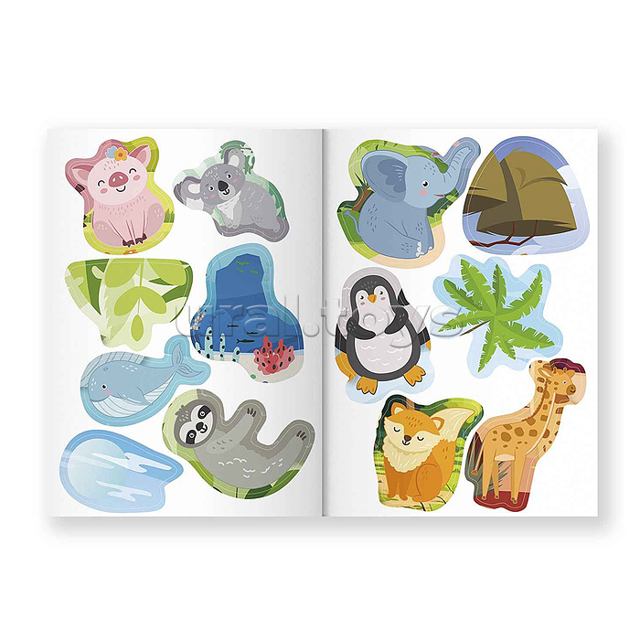 Книжка с наклейками фигурн. Крупные наклейки. Мамы и малыши.