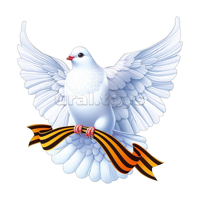 Украшение на скотче "Голубь центральный с георгиевской лентой"