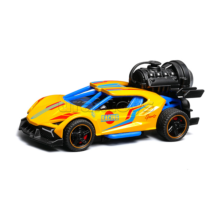 Гоночная машинка свет, звук с имитацией дыма, 1:32, Speed Racing, желтая