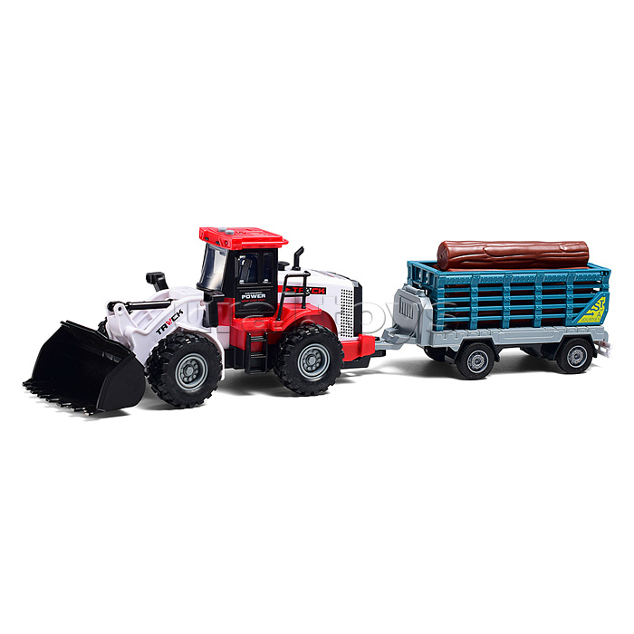 Машина "Трактор-тягач" 1:43 (свет,звук) в коробке