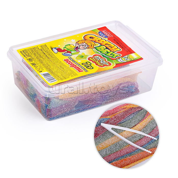 Жевательный мармелад в кислой обсыпке «CRAZY GUMMY CRAZY BELT» ассорти 7гр*86шт