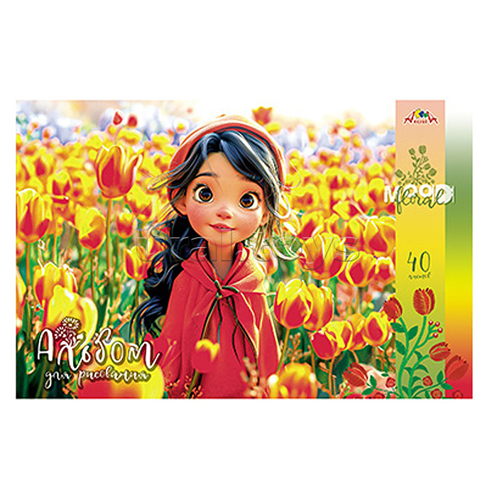 Альбом для рисования 40л. "Милые девочки" скоба, по сериям