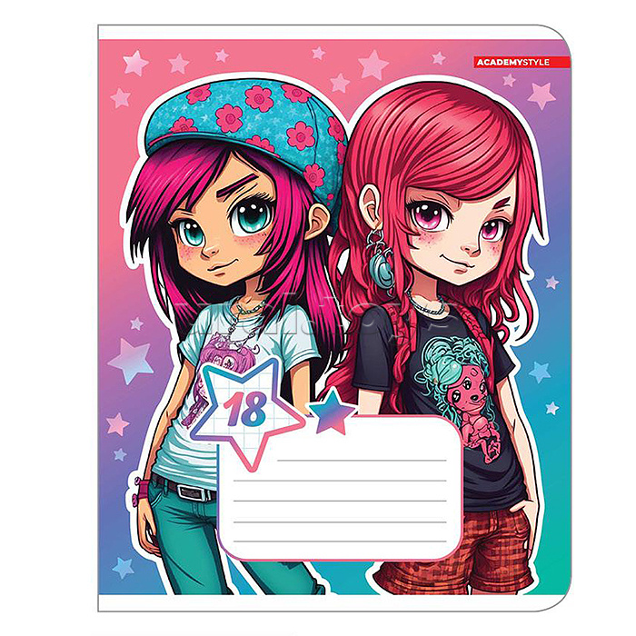 Тетрадь 18л., клетка "Подружки" А5