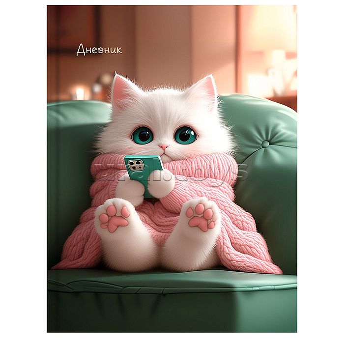 Дневник 1-11 кл. "Уютный котик" 48л. 7БЦ с наклейками
