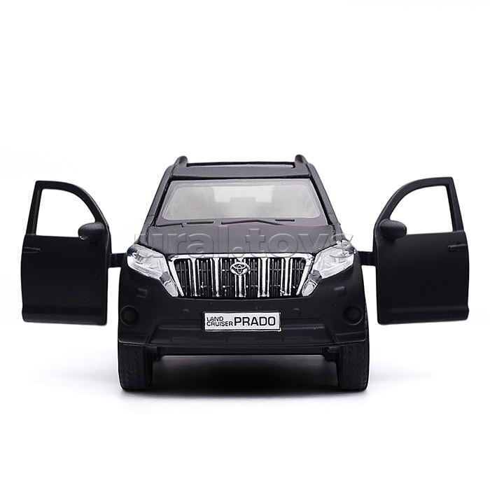 Машина металл Toyota Prado матовая 12 см, двери, багаж, инерц, черный