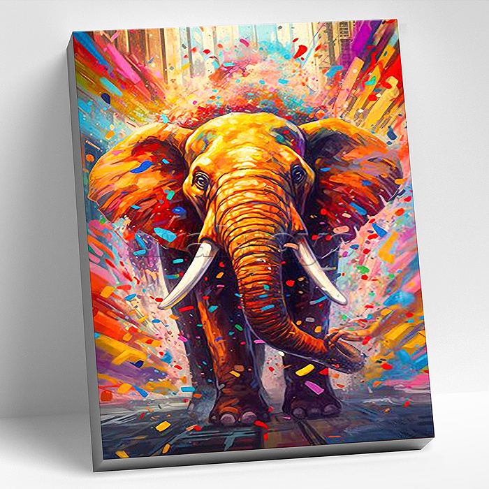 Картина по номерам 40х50 "Радужный слон" (26 цветов)