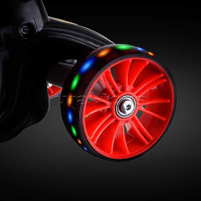 Самокат U027765Y 3-х. кол., с сиденьем, ограничителем и родительской ручкой, колеса PU, черный, в коробке