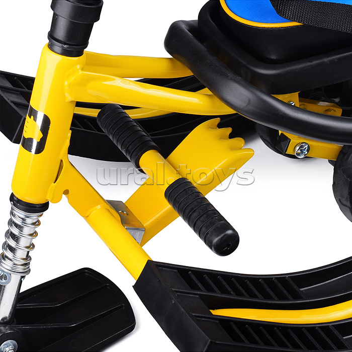 Игрушка Снегокат детский 111 "Mobile" с Т-образным толкателем и колесной базой (Котик на желтом снегоходе)