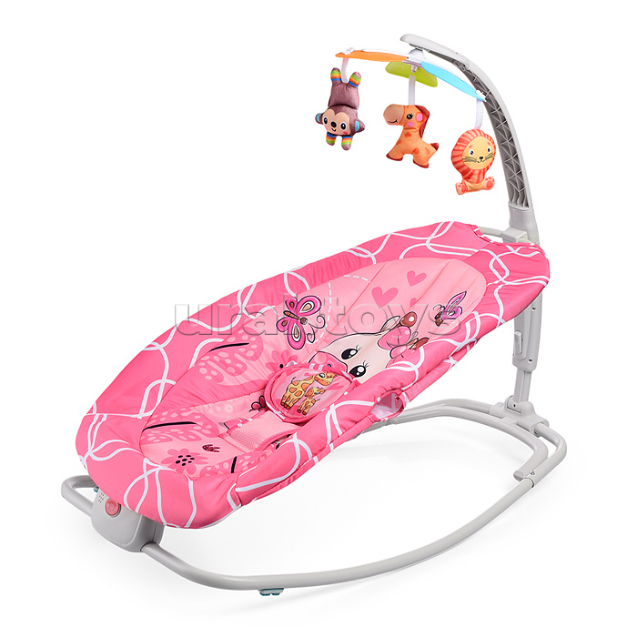 Шезлонг детский 8789 "Жирафик" (розовый)