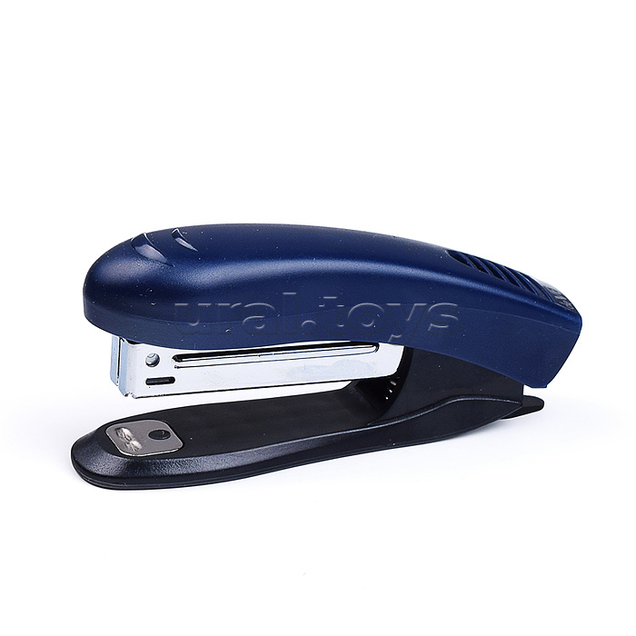 Степлер "Stripe" № 10 (мощность 10 листов, глубина скрепления 43 мм) пластиковый, со встроенным антистеплером, в картонной коробке, синий