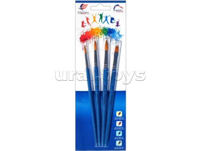 Набор из 4 кистей "Классика цвета" ситетика (кругл.3, 4, 5; пл.7)