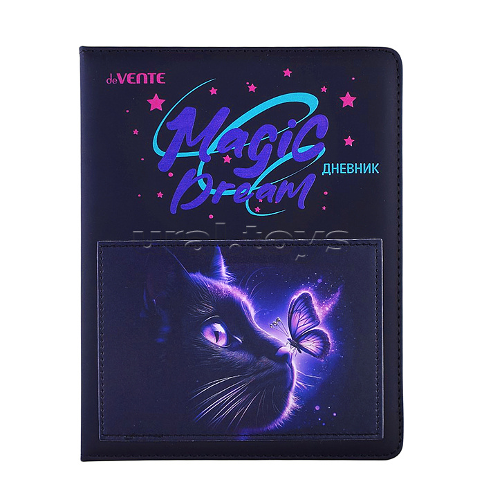 Дневник 1-11кл. "Magic Dream" универсальный блок, 48 листов, белая бумага 80 г/м2, печать в 1 краску, твердая обложка из искусственной кожи с поролоном, шелкография, аппликация из искусственной кожи, цветная печать, отстрочка, 1 ляссе