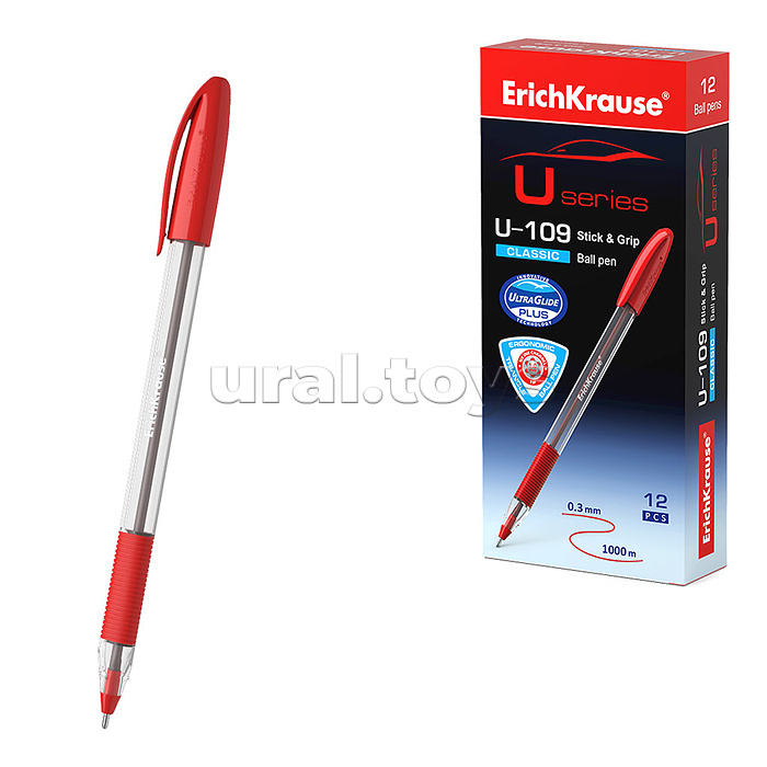 Ручка шариковая U-109 Stick&Grip Classic 1.0, Ultra Glide Technology, цвет чернил красный Ручка шариковая U-109 Stick&Grip Classic 1.0, Ultra Glide Technology, цвет чернил красный