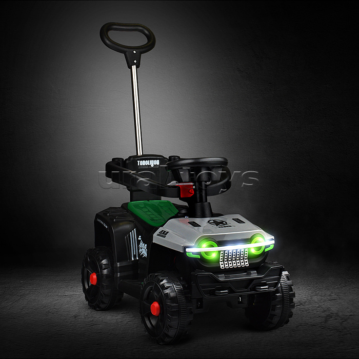 Электромобиль "Яркий старт" с родительской ручкой, на аккумуляторе 6V. серый