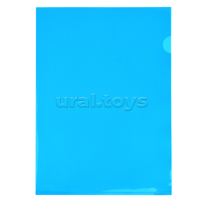 Папка-уголок A4, 180 мкм, гладкая фактура, полупрозрачная синяя
