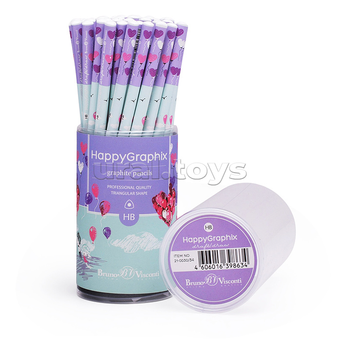 Карандаш чернографитовый "HappyGraphixю Романтика" НВ