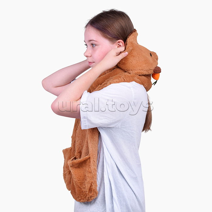 Шапка карнавальная "Капибара" с апельсинкой 43*40 см.