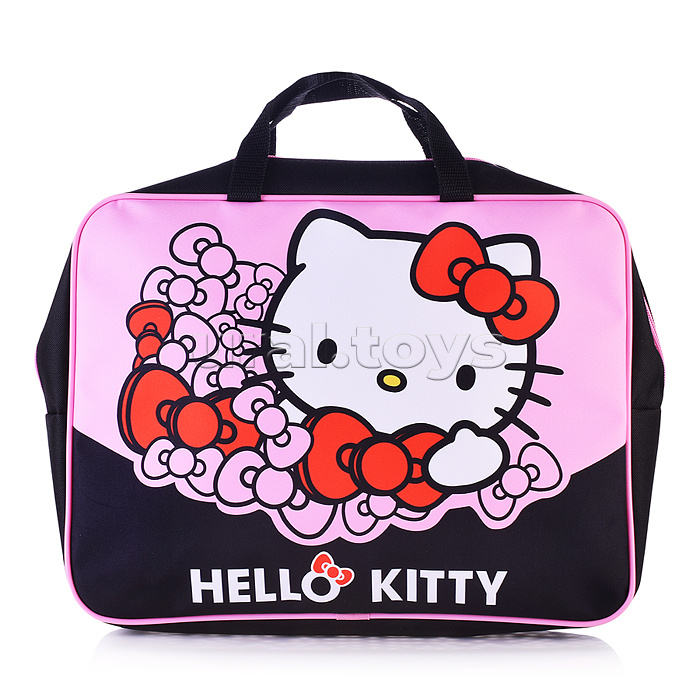 Папка - сумка Hello Kitty. Формат - А4, боковина - 75 мм. Предназначена для хранения альбомов, рисунков и прочих принадлежностей для школы и творчества.  Модель выполнена из  полиэстера. Папка оснащена текстильными ручками, имеется одно основное отделение