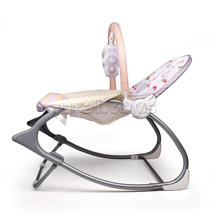 Шезлонг "Барашек розовый" качалка, вибрационный в каробке