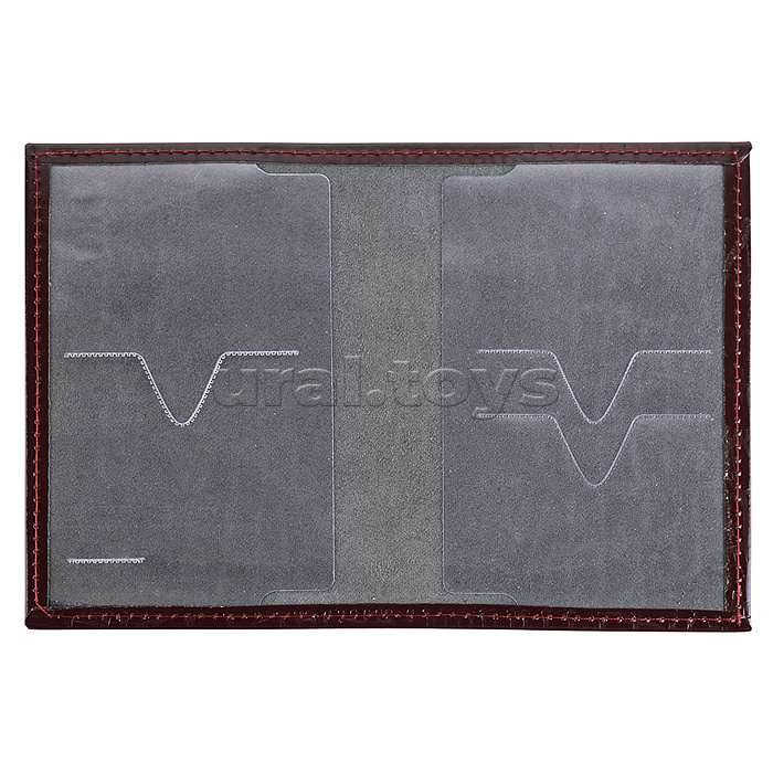 Обложка для паспорта "Attomex" 97x140 мм натуральная кожа шик под кожу крокодила, прозрачные ПВХ клапаны с 3-мя отделами для карт, бордовая