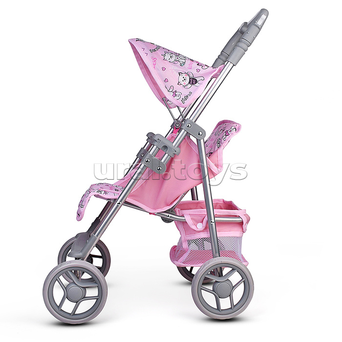 Коляская кукольная трость, металлическая, с корзиной