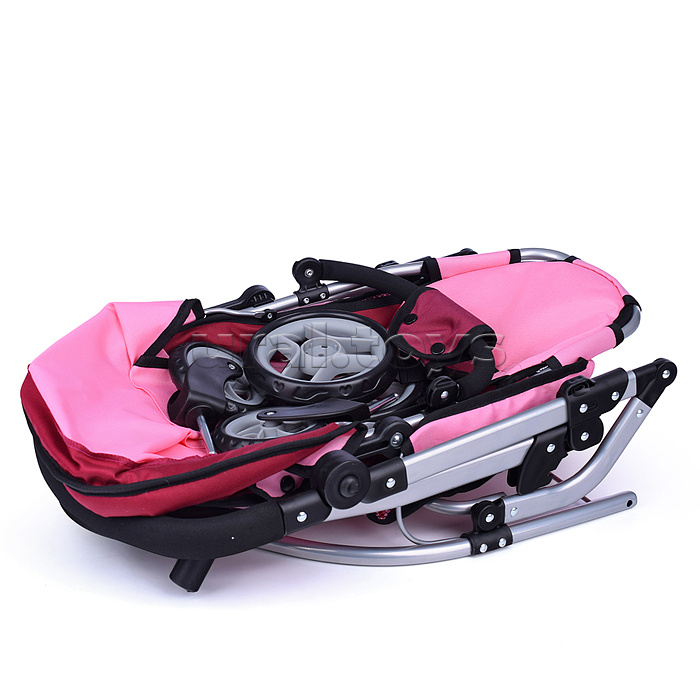 Коляска для кукол металлическая, цвет розово-бордовый в пакете