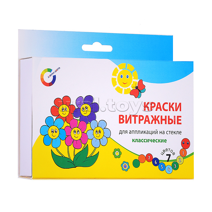 Краски витражные "Азбука цвета" классические, 7 флаконов (6 цветов по 20 мл и 1 контур по 27 мл)