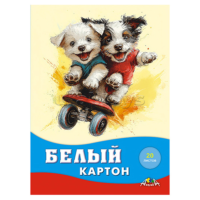 Картон белый А4, 20л. папка "Веселые друзья"