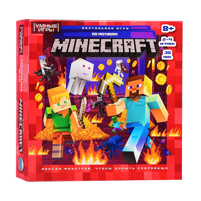 Настольная игра-ходилка квадрат "По мотивам Minecraft." 40 карточек