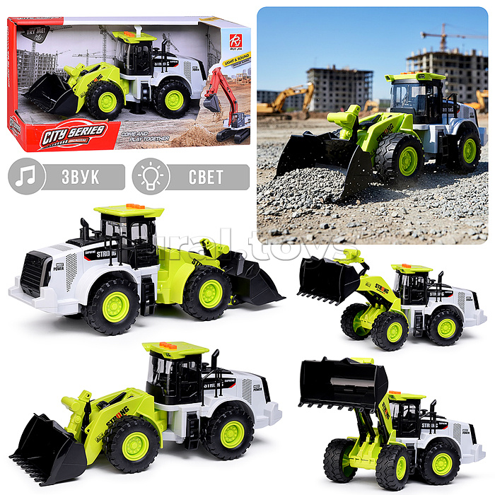 Машина "Бульдозер" (свет, звук) в коробке (зеленый)