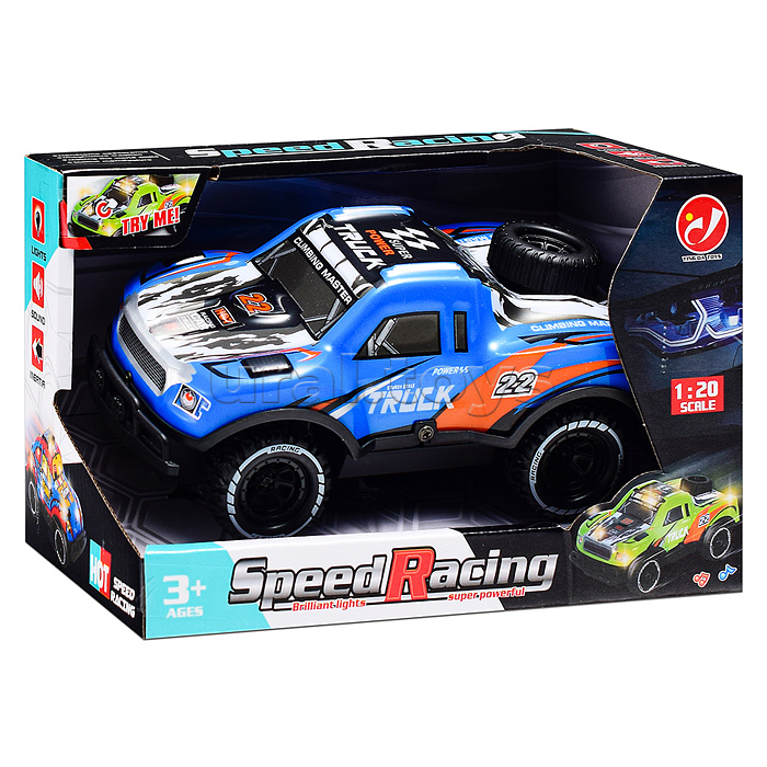 Машина "Яркий внедорожник" 1:20, свет, звук, в коробке