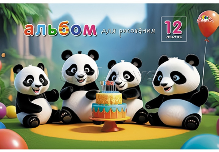 Альбом для рисования 12л. цв. офс. обл."Панда-праздник"