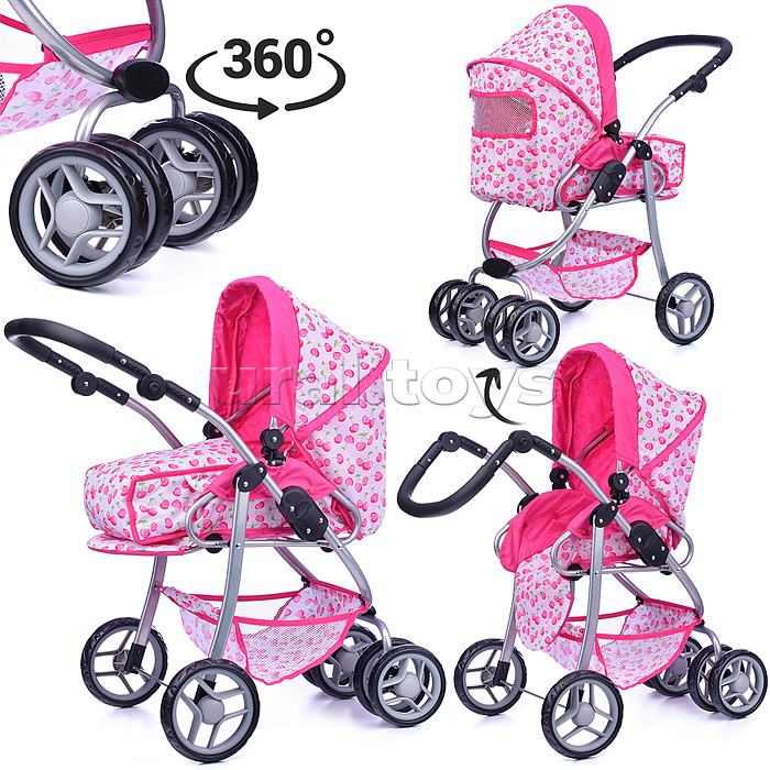 Коляска-люлька для кукол, металлическая, с корзиной, цвет морские звезды