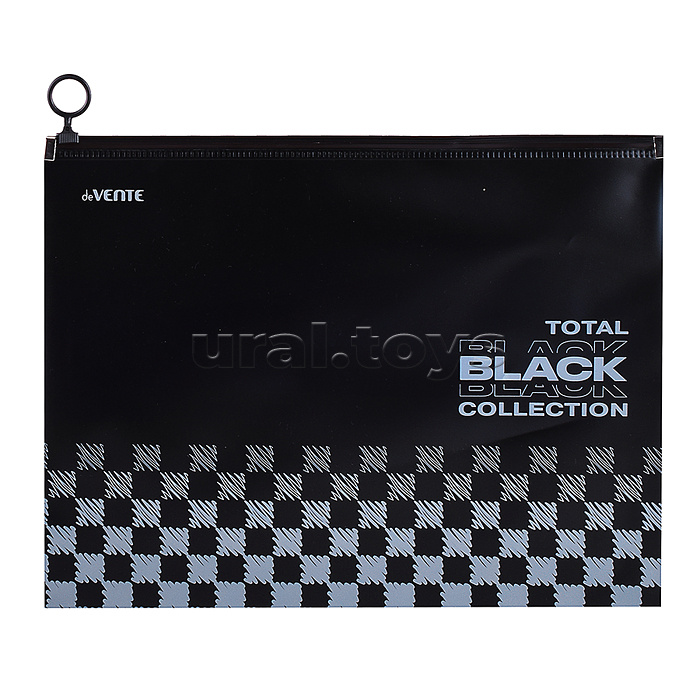 Папка на молнии с расширением "TOTAL BLACK" A4 (320x240х25 мм) 180 мкм, непрозрачная черная с дизайном, индивидуальная маркировка Папка на молнии с расширением "TOTAL BLACK" A4 (320x240х25 мм) 180 мкм, непрозрачная черная с дизайном, индивидуальная маркировка