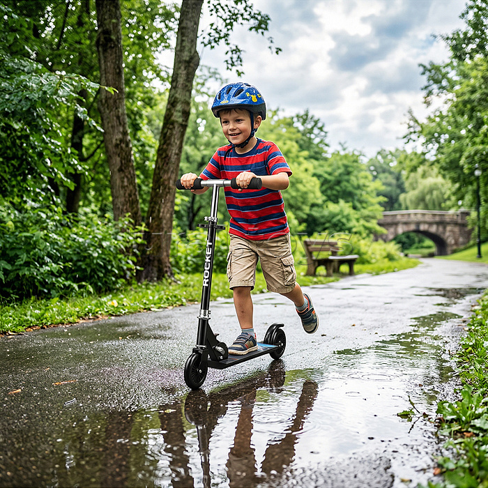 Самокат 2-х колесный ROCKET,колеса PU/ 125 мм, ABEC 7, черный (в пакете)