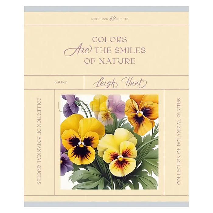 Тетрадь 48л. клетка "Botanical Qoutes" А5 скрепка