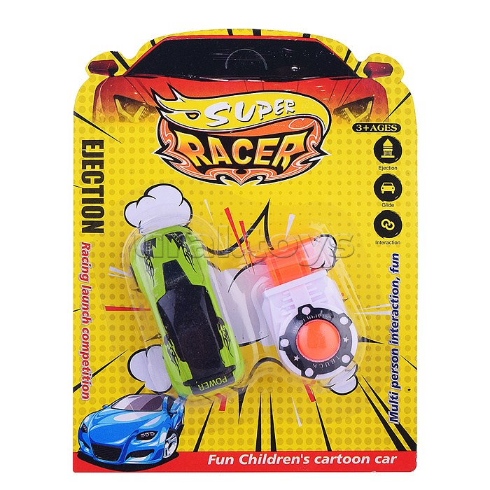 Машина "Супер Гонка" с запуск.устройством, на листе, микс 12 видов