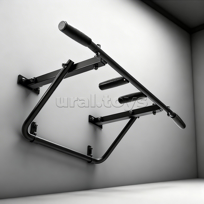 Турник настенный складной черный с черными ручками