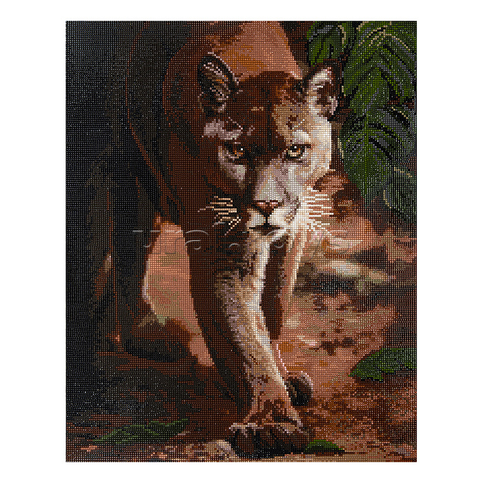 Кристальная (алмазная) мозаика на подрамнике 40х50 "Пума"