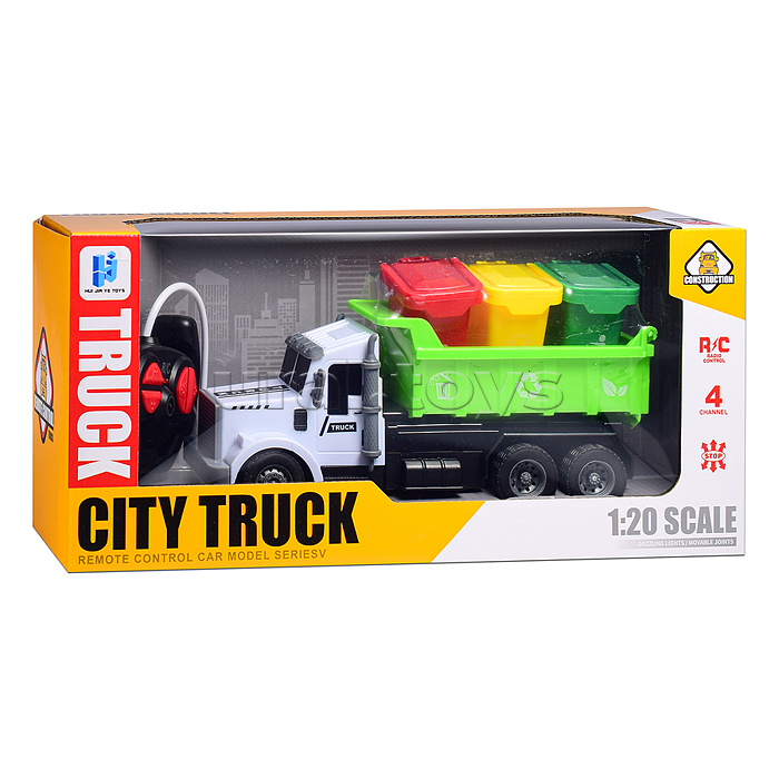Машина "Мусоровоз" с контейнерами, р/у, 27 MHz, в коробке