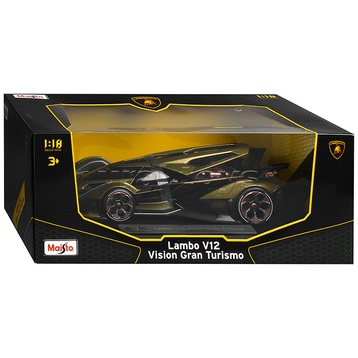 Машинка die-cast Lamborghini V12 Vision Gran Turismo, 1:18, зелёная, Машинка die-cast Lamborghini V12 Vision Gran Turismo, 1:18, зелёная,