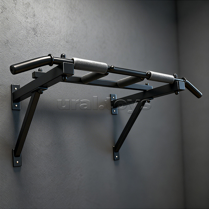 Турник мультихват настенный черный с черными ручками