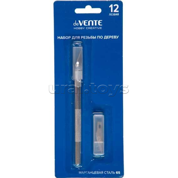 Набор для резьбы по дереву "Hobby creative" нож и 12 лезвий, марганцевая сталь 65, черный