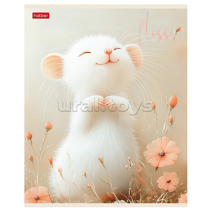 Тетрадь 48л клетка "Flossy" на скобе ламинац. Soft-touch запечатанный оборот и цв. титульный лист