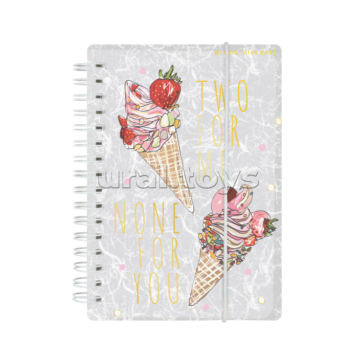 Записная книжка "Cute Journal Mini" А6, 80 л. на гребне с резинкой "Мороженое", клетка пласт обложка Записная книжка "Cute Journal Mini" А6, 80 л. на гребне с резинкой "Мороженое", клетка пласт обложка