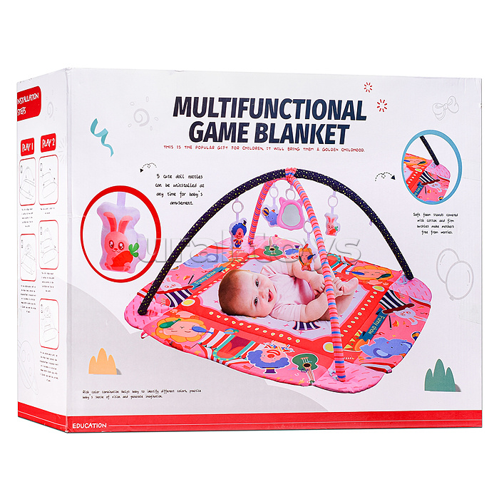 Детский развивающий коврик "Цирк" с бортиками и шариками, в коробке