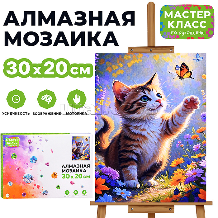 Мозаика алмазная "Котёнок" 20*30см.